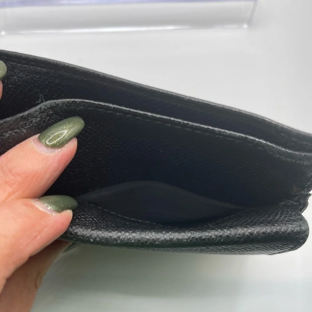 Bvlgari - authentic - black leather Men’s / unisex bi-fold wallet - GUC
